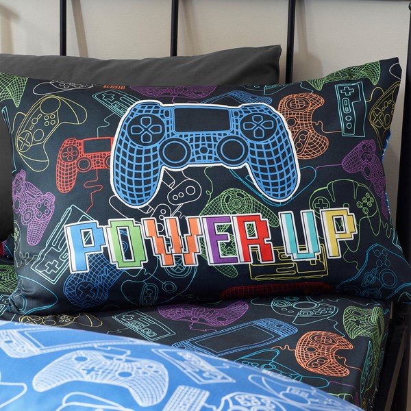 Černé dětské povlečení na jednolůžko 135x200 cm Power Up Gamer – Catherine Lansfield-image-4
