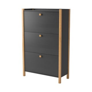 Tmavě šedý botník se třemi zásuvkami Woodman Bode