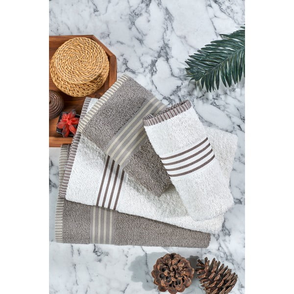 Krémové/taupe bavlněné ručníky a osušky v sadě 4 ks – Mila Home-image-4