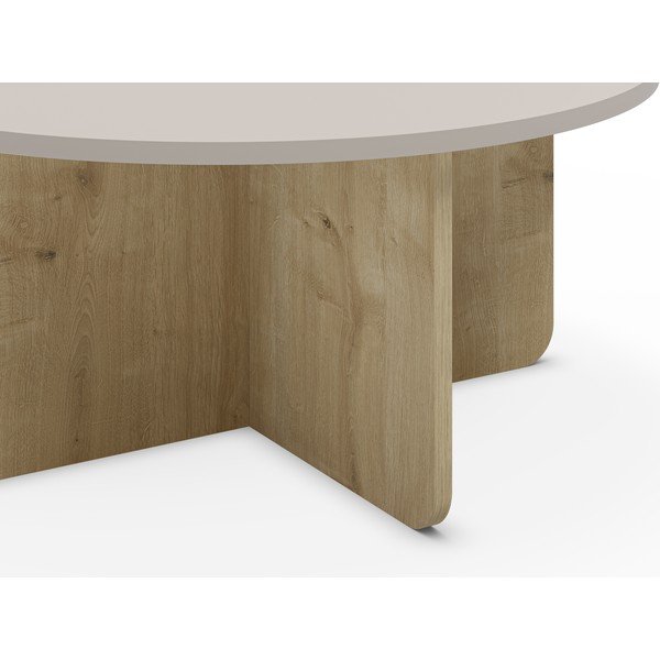 Kulatý konferenční stolek v dekoru dubu v krémovo-přírodní barvě ø 80 cm Hillary – Marckeric-image-3