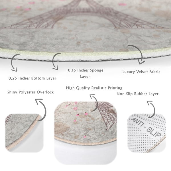 Světle růžový pratelný kulatý koberec vhodný pro robotické vysavače ø 120 cm Comfort – Mila Home-image-4