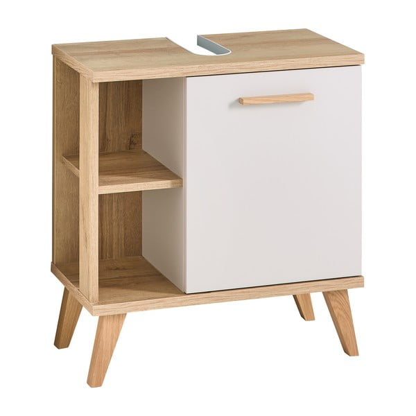 Krémová skříňka pod umyvadlo v dekoru dubu 60,5x65 cm Quickset 966 – Pelipal