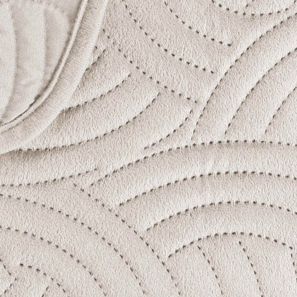 Krémový sametový set přehozu a povlaku na polštář 240x260 cm Solange – douceur d'intérieur-image-4