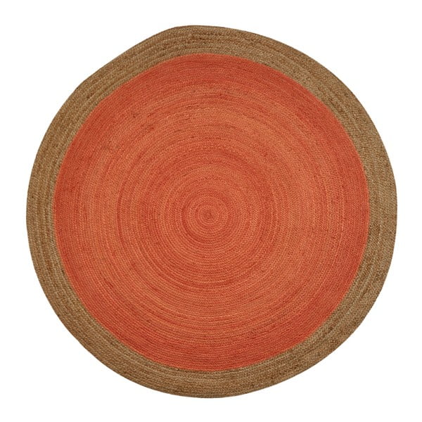 Oranžový jutový koberec vhodný do exteriéru Native, ⌀ 120 cm