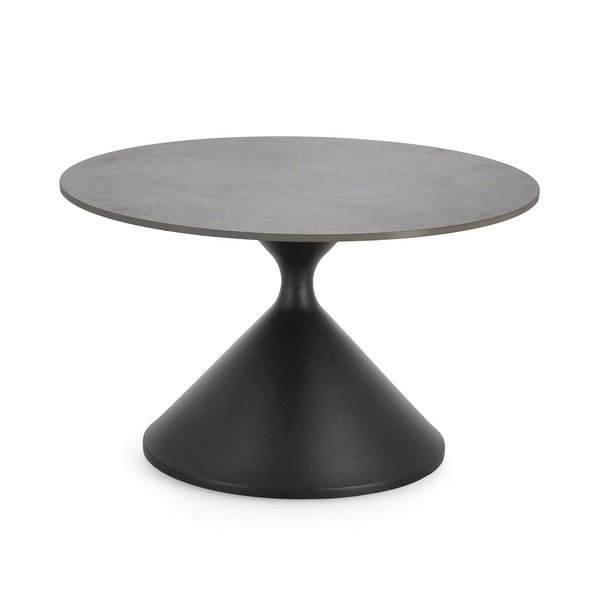 Černý kulatý konferenční stolek s deskou v dekoru mramoru ø 70 cm Joona – Bizzotto