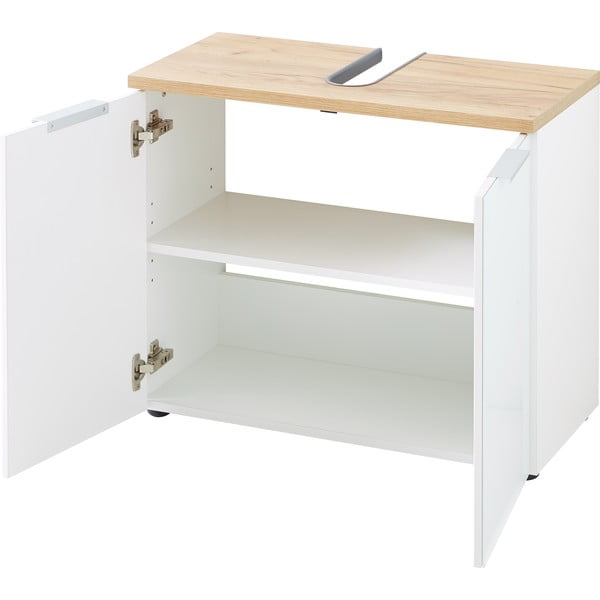 Bílá skříňka pod umyvadlo v dekoru dubu 70x58 cm Pescara – Germania-image-3