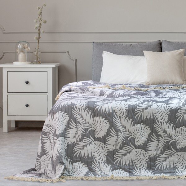 Šedý přehoz přes postel DecoKing Tropical Leafes, 240 x 260 cm-image-3