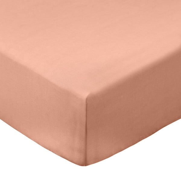 Napínací prostěradlo v terakotové barvě z bavlněného perkálu 185x200 cm Cotton Percale – Bianca