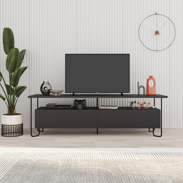 Černý TV stolek 150x45 cm Dilly – Marckeric-image-3