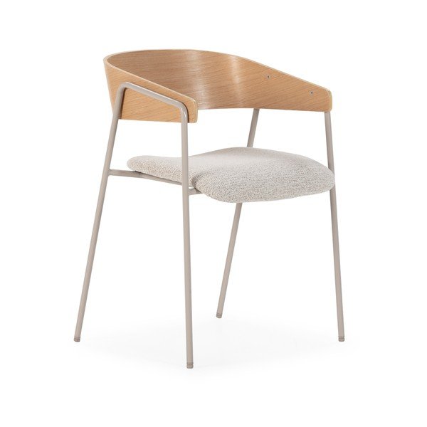 Světle šedá/v přírodní barvě čalouněná jídelní křesla v sadě 2 ks s područkami Cora – MOME