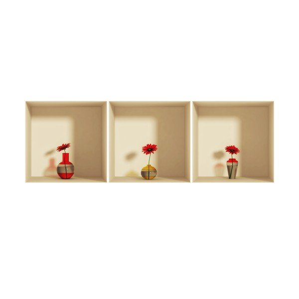 Sada 3 samolepek s 3D efektem Ambiance Gerberas-image-2