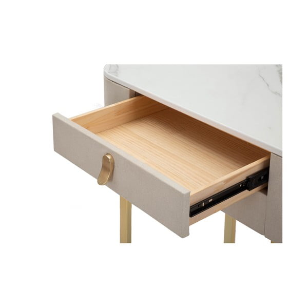 Béžový/ve zlaté barvě konzolový stolek s deskou v dekoru mramoru 40x70 cm Beauty – Mauro Ferretti-image-1