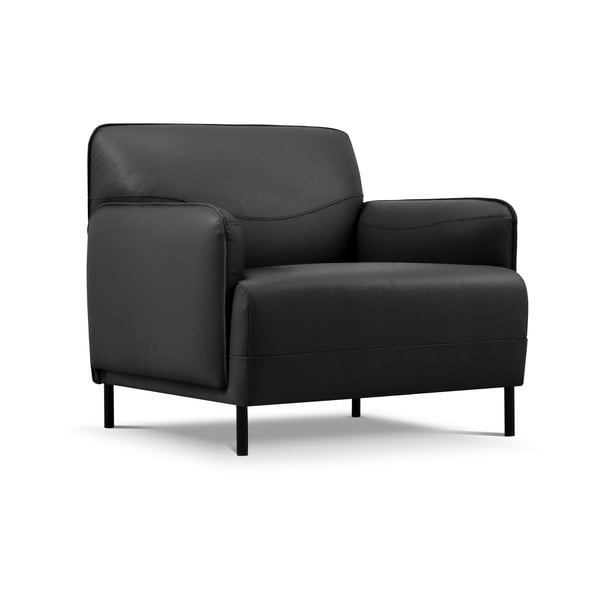Tmavě šedé kožené křeslo Windsor & Co Sofas Neso