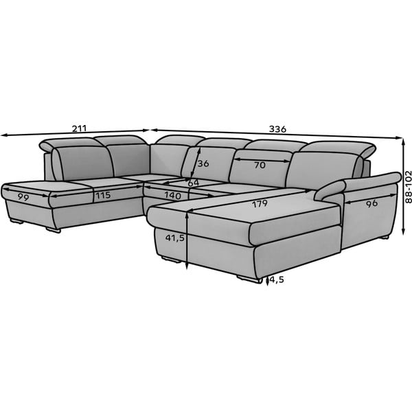 Černá rozkládací rohová pohovka (levý roh/do "U") Evanell – ELTAP-image-3