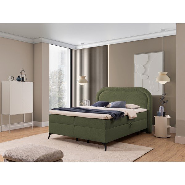 Zelená boxspring postel s úložným prostorem 200x200 cm Ornes – Ropez-image-1