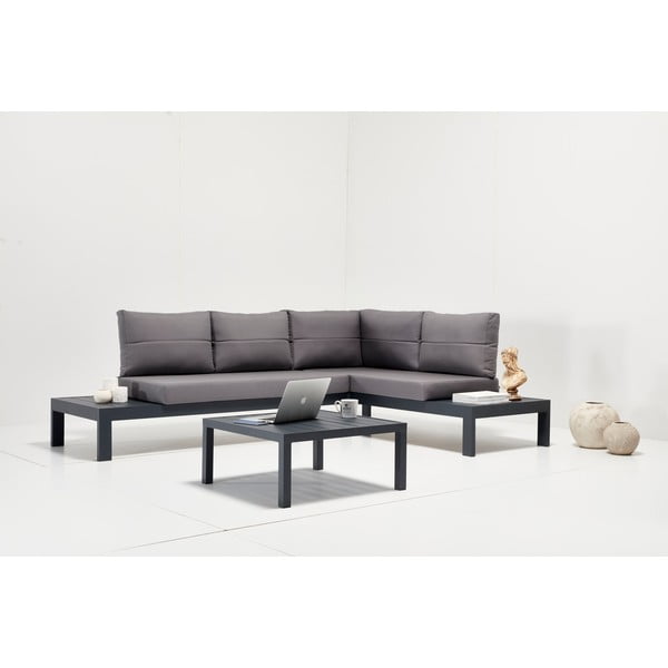 Černo-šedý hliníkový zahradní lounge set pro 3 Verona – Floriane Garden-image-1