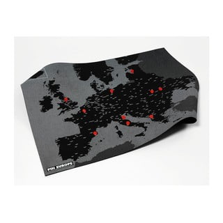 Černá nástěnná mapa Evropy Palomar Pin World, 100 x 80 cm