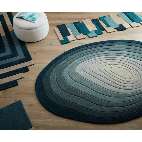 Modrý vlněný koberec 160x230 cm Puddle Ombre Wool – Flair Rugs-image-3