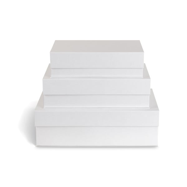 Bílé kartonové úložné boxy v sadě 3 ks s víkem 42,5x29,5x13 cm Kian Paper Laminate – Bigso