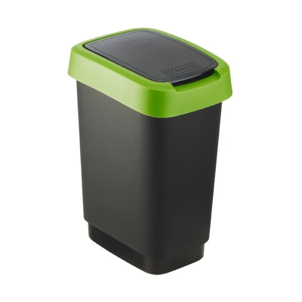 Zeleno-černý odpadkový koš z recyklovaného plastu 10 l Twist - Rotho