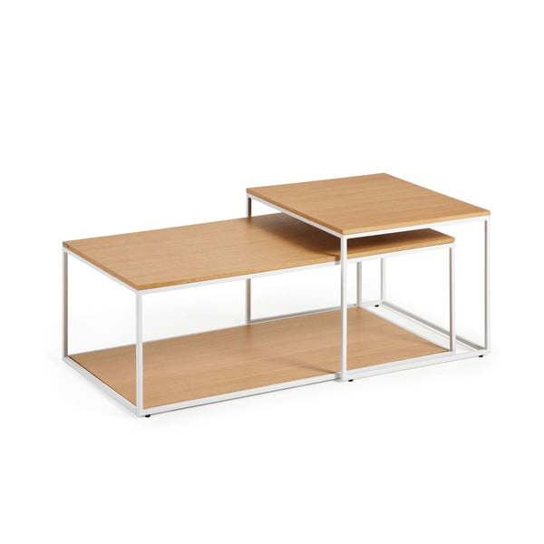 Konferenční stolky v sadě ve světle přírodní barvě 2 ks s deskou v dubovém dekoru 50x100 cm Yoana – Kave Home