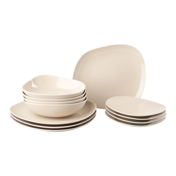12dílná sada krémově béžových porcelánových talířů Villeroy & Boch Like Organic