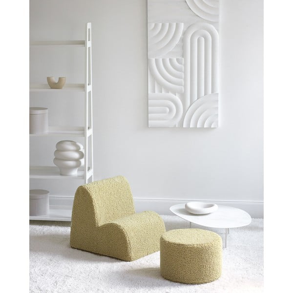 Zelený dětský puf z textilie bouclé – Wigiwama-image-3