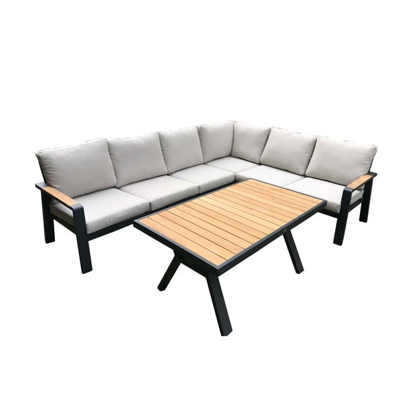 Šedý hliníkový zahradní lounge set pro 5 Rotterdam – Rojaplast-image-2