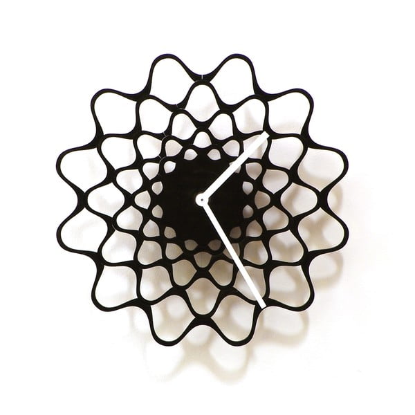 Dřevěné hodiny Embroidery černé, 29 cm