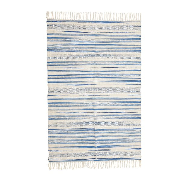 Modrobílý vlněný koberec InArt Lago, 120 x 180 cm