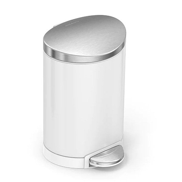 Bílý nášlapný ocelový odpadkový koš 6 l – simplehuman-image-3