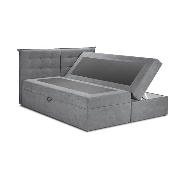 Šedá boxspring postel s úložným prostorem 200x200 cm Echaveria – Mazzini Beds-image-2