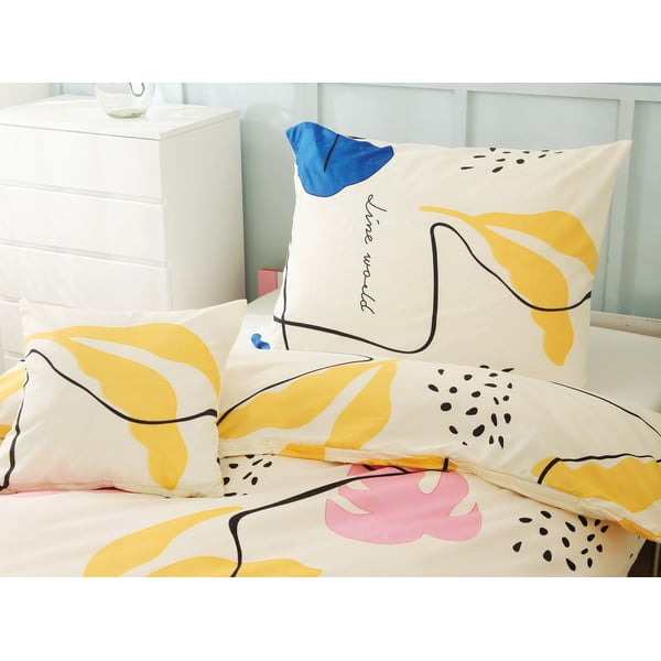 Žluté 3dílné povlečení na jednolůžko z mikrosaténu 140x200 cm Sophia – My House-image-1