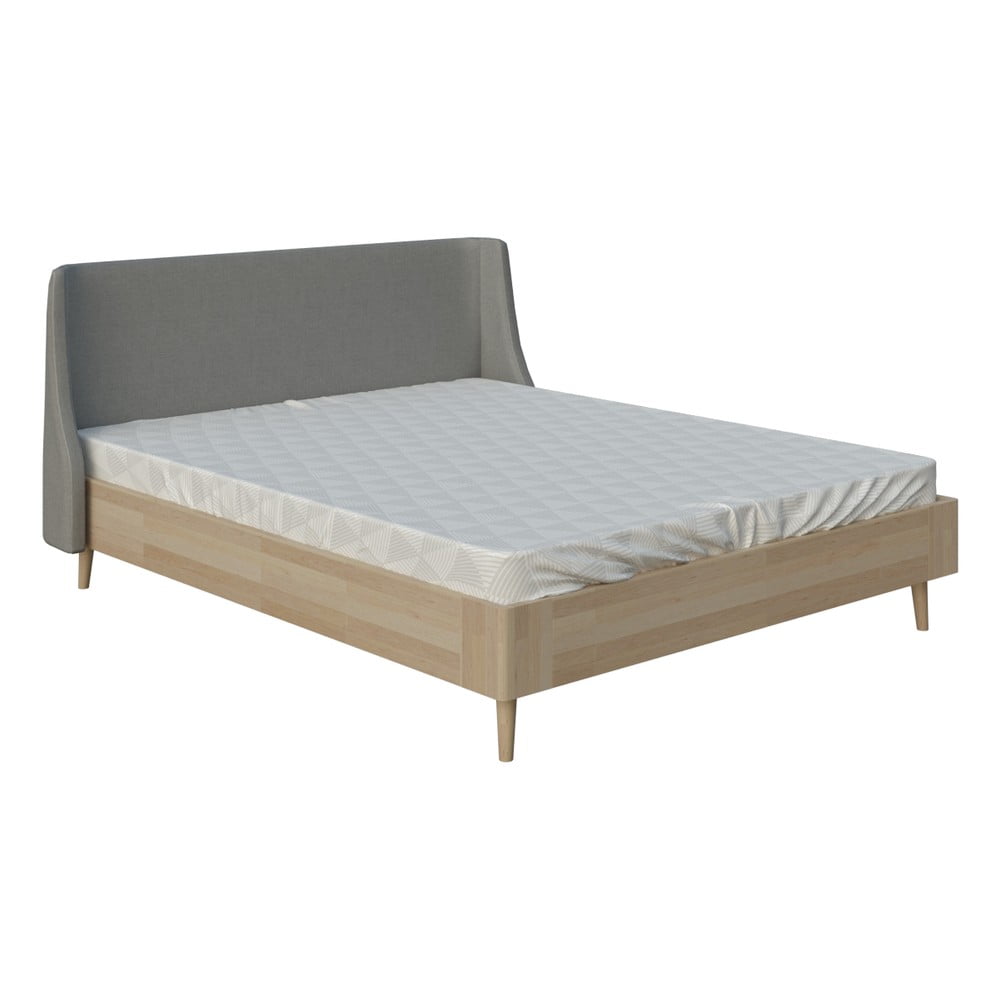 Šedá dvoulůžková postel ProSpánek Lagom Side Wood, 160 x 200 cm