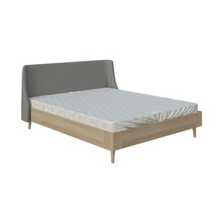 Šedá dvoulůžková postel ProSpánek Lagom Side Wood, 160 x 200 cm