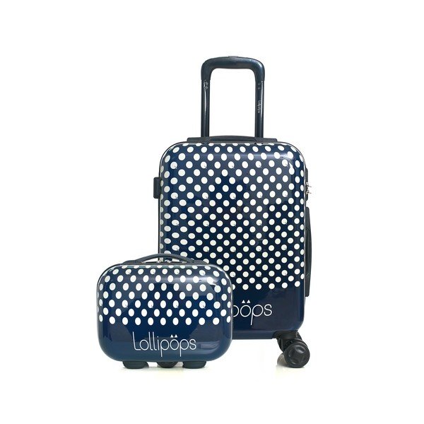 Set modrého zavazadla na 4 kolečkách a kufříku Lollipops Penny