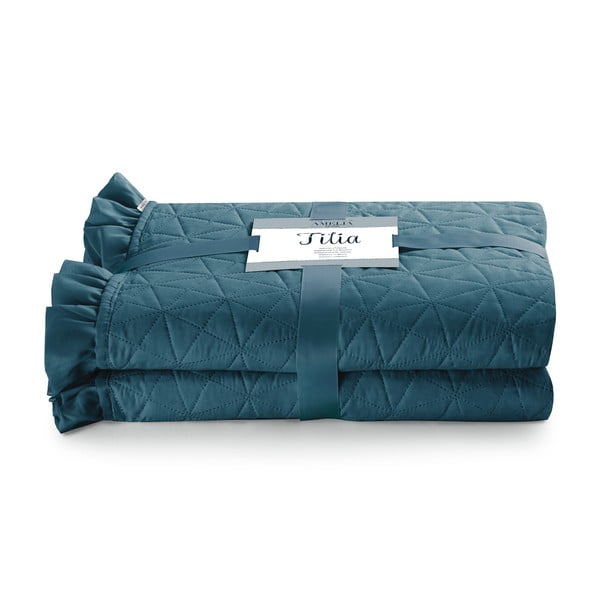 Modrý přehoz přes postel AmeliaHome Tilia Marine, 220 x 240 cm-image-2