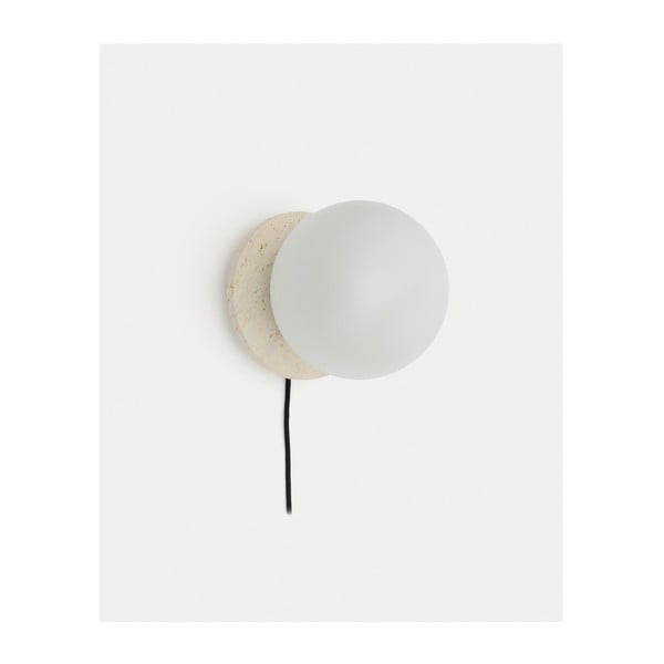 Bílé/krémové mramorové nástěnné svítidlo ø 20 cm Malachi – Kave Home-image-4