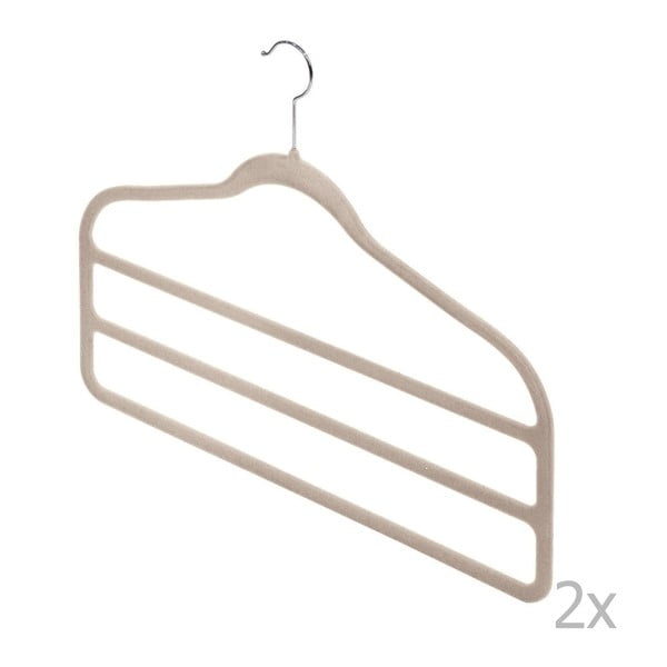 Sada 2 béžových ramínek na kalhoty Domopak Velvet-image-1