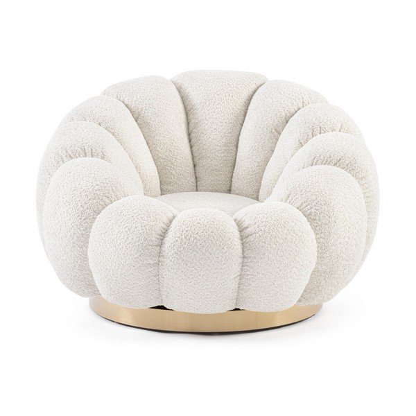 Krémové otočné křeslo z textilie bouclé Florel – Bizzotto-image-2