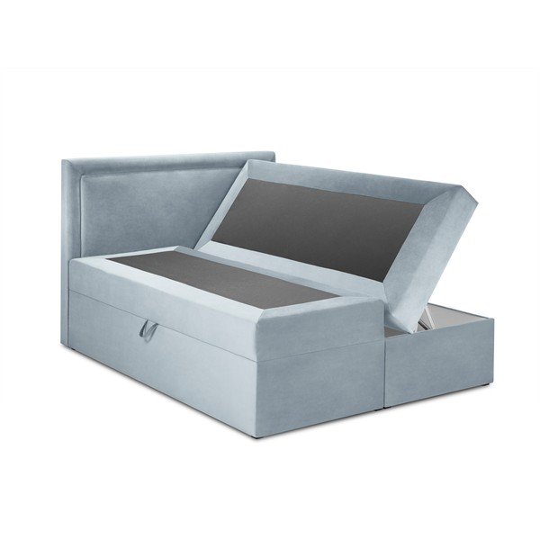 Světle modrá boxspring postel s úložným prostorem 180x200 cm Yucca – Mazzini Beds-image-3