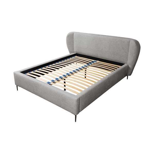 Světle šedá čalouněná dvoulůžková postel s roštem 140x200 cm Makana – Makamii-image-2