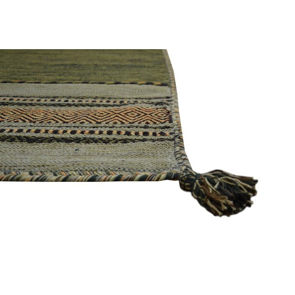 Zeleno-hnědý bavlněný koberec Webtappeti Antique Kilim, 60 x 240 cm-image-2