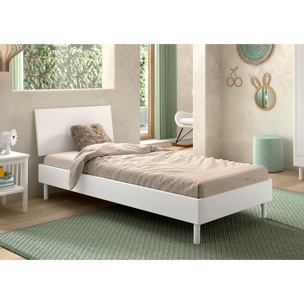 Bílá jednolůžková postel z bukového dřeva s roštem 90x200 cm Forrest – Vipack-image-1