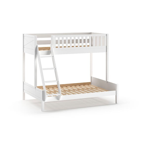 Bílá patrová dětská postel z borovicového dřeva s úložným prostorem 140x200/90x200 cm SCOTT – Vipack-image-2