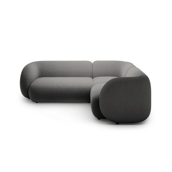 Tmavě šedá sametová rohová pohovka (pravý roh/do L) Kate – Micadoni -image-1