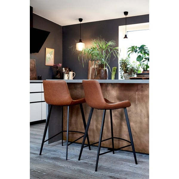 Světle hnědá barová židle z imitace kůže DAN-FORM Denmark Hype, výška 91 cm-image-2