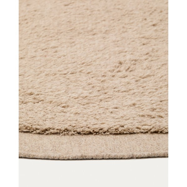 Světle hnědý ručně tkaný vlněný kulatý koberec ø 200 cm Marely – Kave Home-image-4