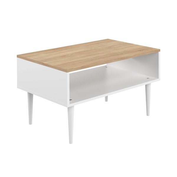 Bílý konferenční stolek s deskou v dekoru dubu 80x47 cm Horizon - TemaHome-image-3