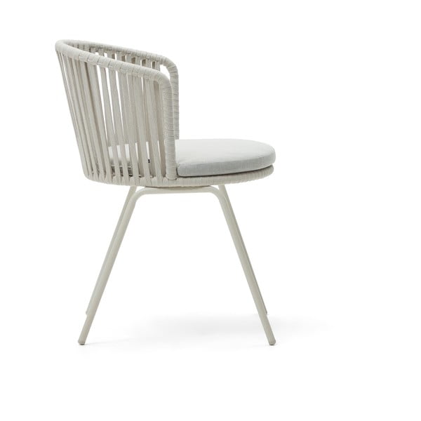Bílá kovová zahradní židle Saconca – Kave Home-image-2